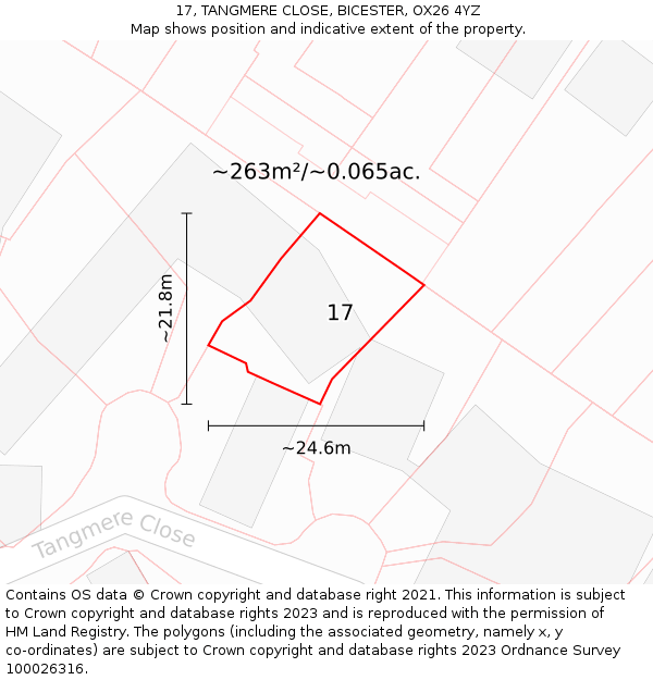 17, TANGMERE CLOSE, BICESTER, OX26 4YZ: Plot and title map