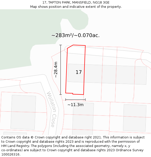 17, TAPTON PARK, MANSFIELD, NG18 3GE: Plot and title map