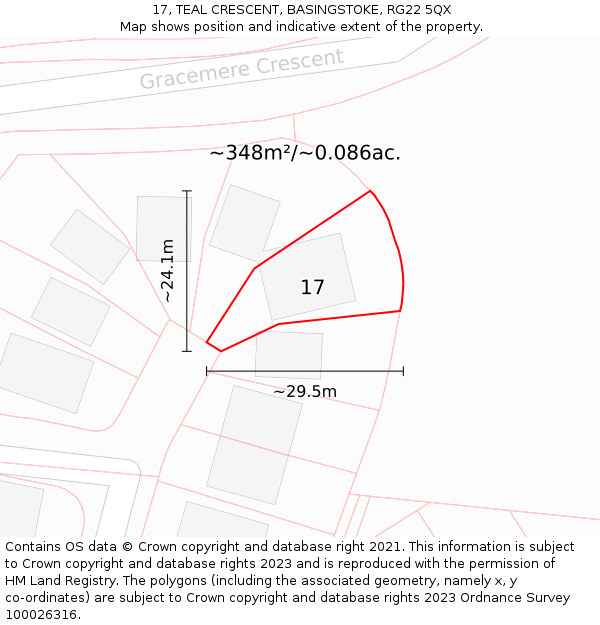 17, TEAL CRESCENT, BASINGSTOKE, RG22 5QX: Plot and title map