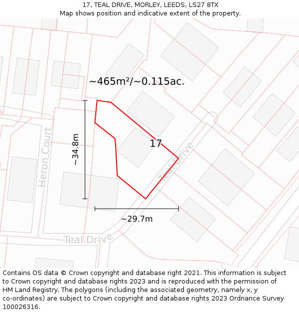 17, TEAL DRIVE, MORLEY, LEEDS, LS27 8TX: Plot and title map