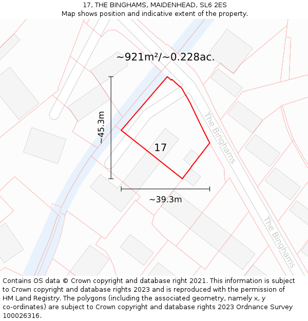 17, THE BINGHAMS, MAIDENHEAD, SL6 2ES: Plot and title map