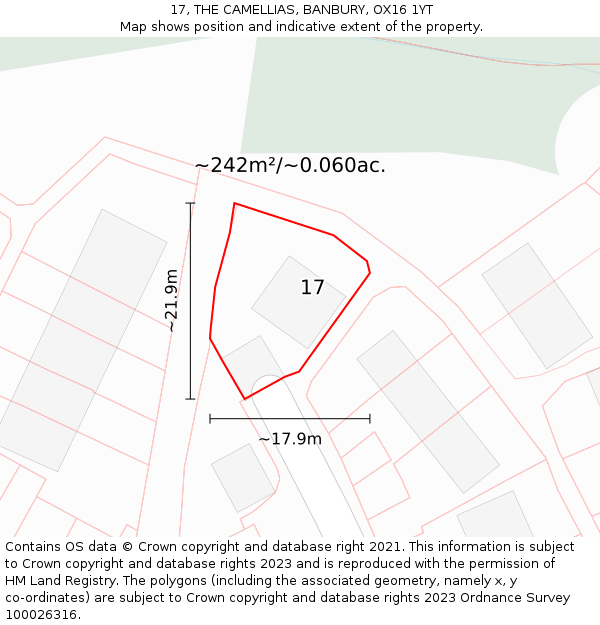17, THE CAMELLIAS, BANBURY, OX16 1YT: Plot and title map