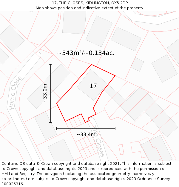 17, THE CLOSES, KIDLINGTON, OX5 2DP: Plot and title map