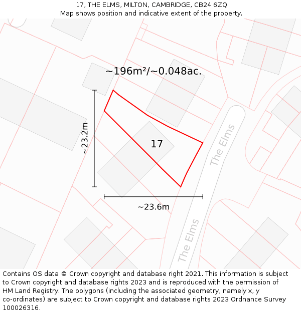 17, THE ELMS, MILTON, CAMBRIDGE, CB24 6ZQ: Plot and title map