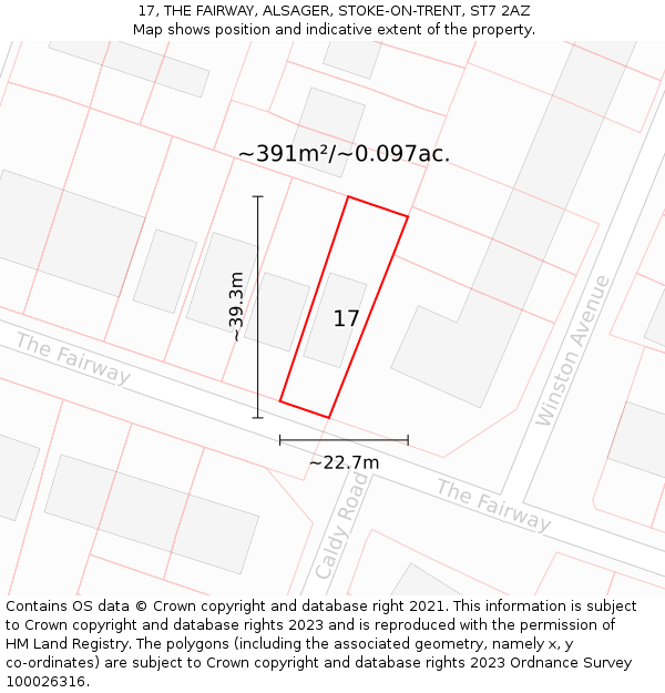 17, THE FAIRWAY, ALSAGER, STOKE-ON-TRENT, ST7 2AZ: Plot and title map