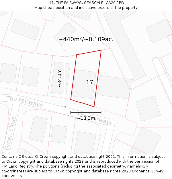 17, THE FAIRWAYS, SEASCALE, CA20 1RD: Plot and title map