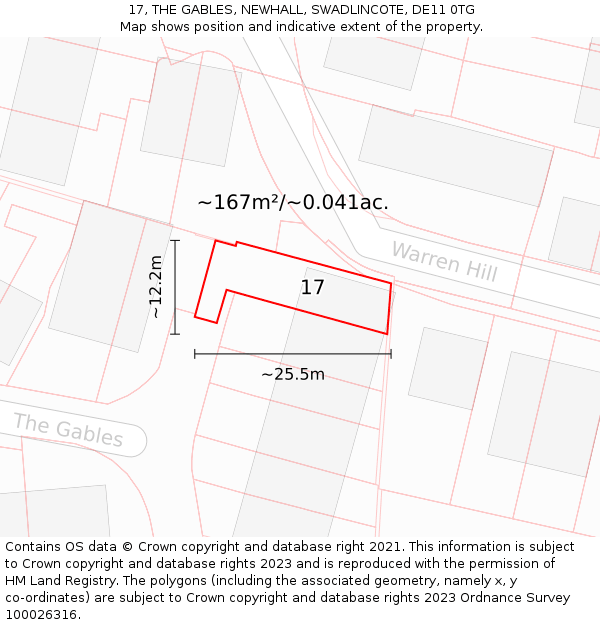 17, THE GABLES, NEWHALL, SWADLINCOTE, DE11 0TG: Plot and title map