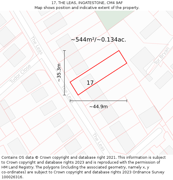 17, THE LEAS, INGATESTONE, CM4 9AF: Plot and title map