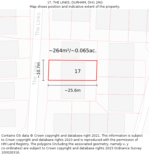 17, THE LINKS, DURHAM, DH1 2AG: Plot and title map