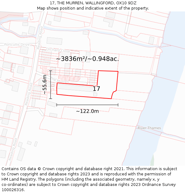 17, THE MURREN, WALLINGFORD, OX10 9DZ: Plot and title map