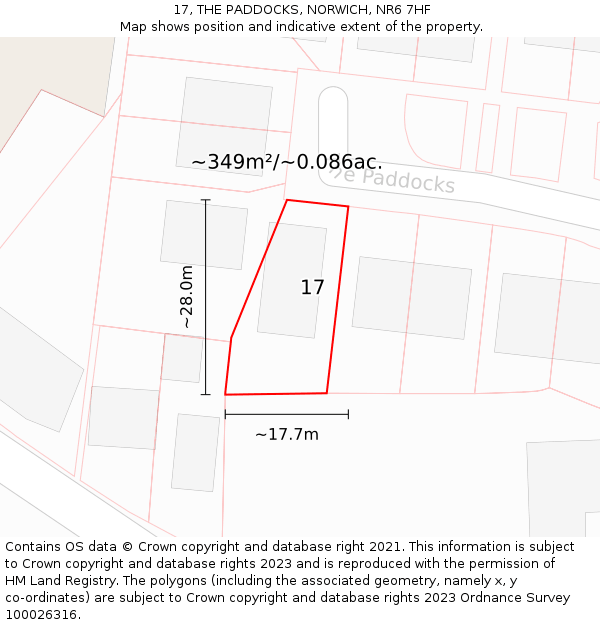 17, THE PADDOCKS, NORWICH, NR6 7HF: Plot and title map
