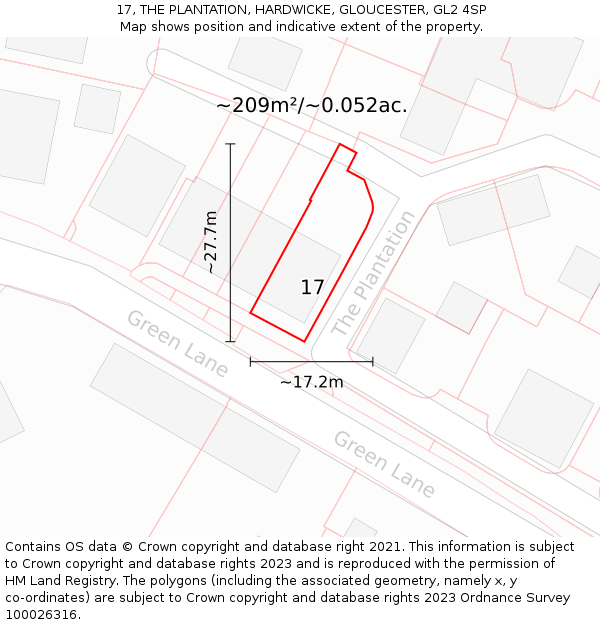 17, THE PLANTATION, HARDWICKE, GLOUCESTER, GL2 4SP: Plot and title map