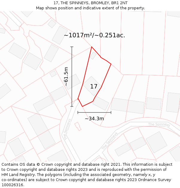 17, THE SPINNEYS, BROMLEY, BR1 2NT: Plot and title map