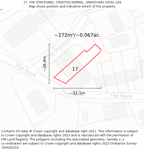 17, THE STACKYARD, CROXTON KERRIAL, GRANTHAM, NG32 1QS: Plot and title map