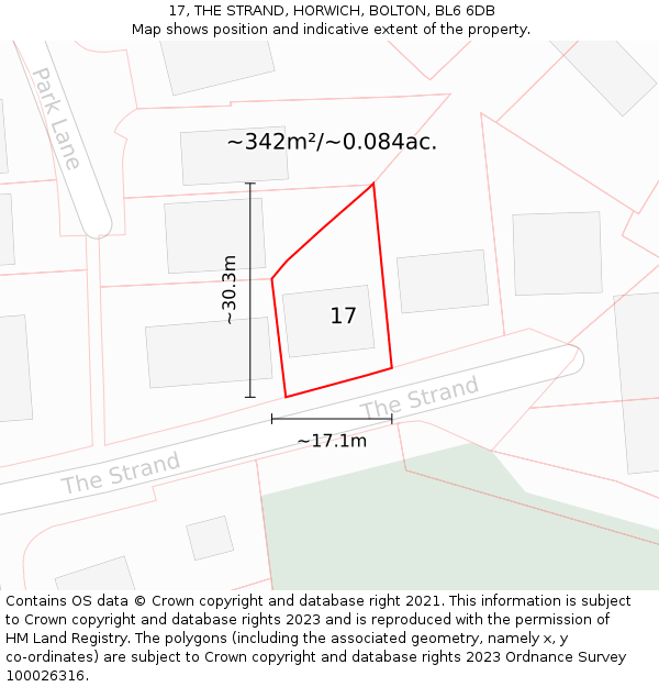 17, THE STRAND, HORWICH, BOLTON, BL6 6DB: Plot and title map