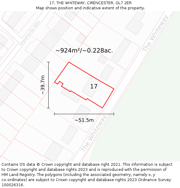 17, THE WHITEWAY, CIRENCESTER, GL7 2ER: Plot and title map