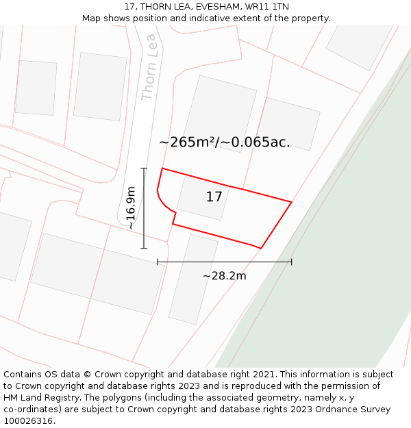 17, THORN LEA, EVESHAM, WR11 1TN: Plot and title map