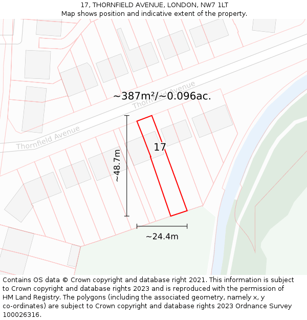 17, THORNFIELD AVENUE, LONDON, NW7 1LT: Plot and title map
