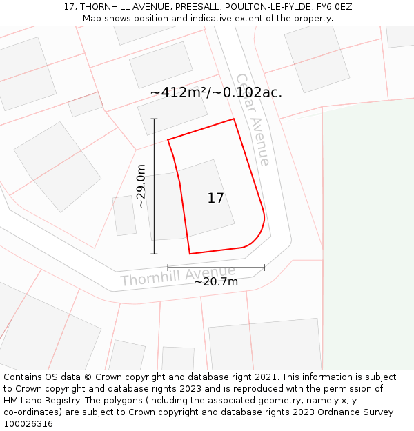 17, THORNHILL AVENUE, PREESALL, POULTON-LE-FYLDE, FY6 0EZ: Plot and title map