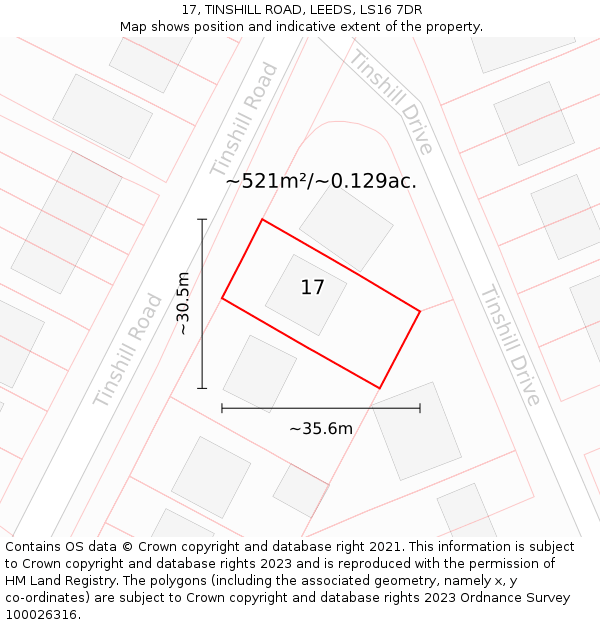 17, TINSHILL ROAD, LEEDS, LS16 7DR: Plot and title map