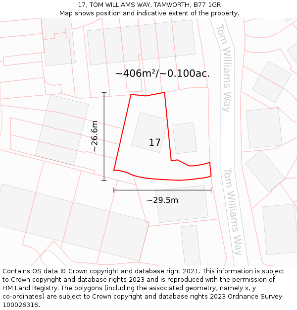 17, TOM WILLIAMS WAY, TAMWORTH, B77 1GR: Plot and title map