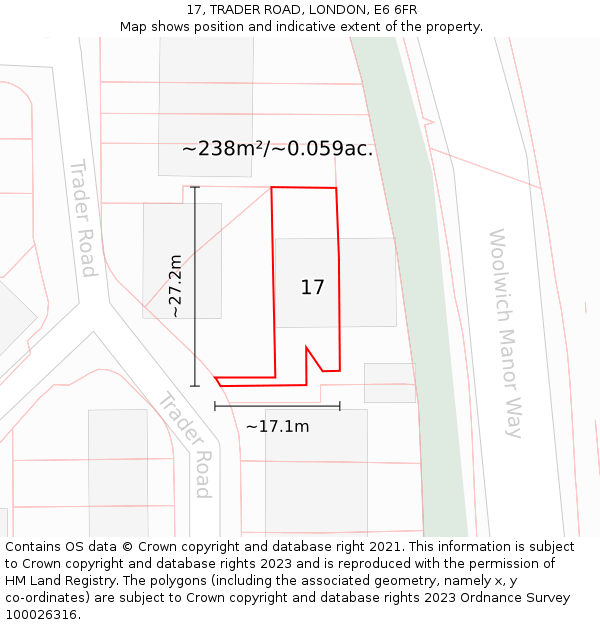 17, TRADER ROAD, LONDON, E6 6FR: Plot and title map