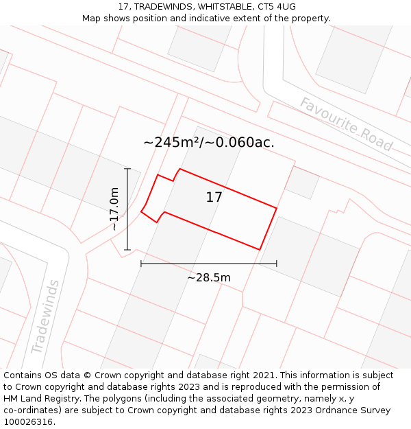17, TRADEWINDS, WHITSTABLE, CT5 4UG: Plot and title map