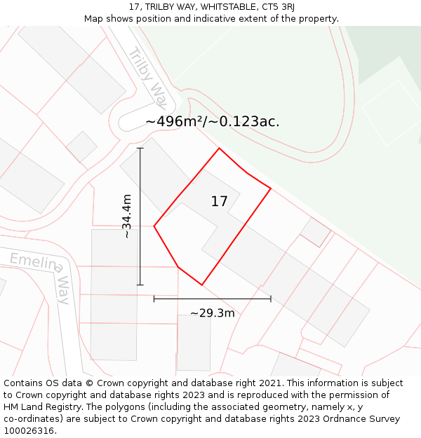 17, TRILBY WAY, WHITSTABLE, CT5 3RJ: Plot and title map