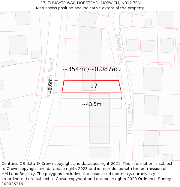 17, TUNGATE WAY, HORSTEAD, NORWICH, NR12 7EN: Plot and title map