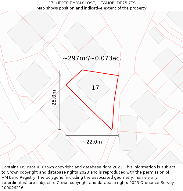 17, UPPER BARN CLOSE, HEANOR, DE75 7TS: Plot and title map