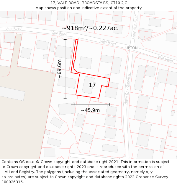 17, VALE ROAD, BROADSTAIRS, CT10 2JG: Plot and title map