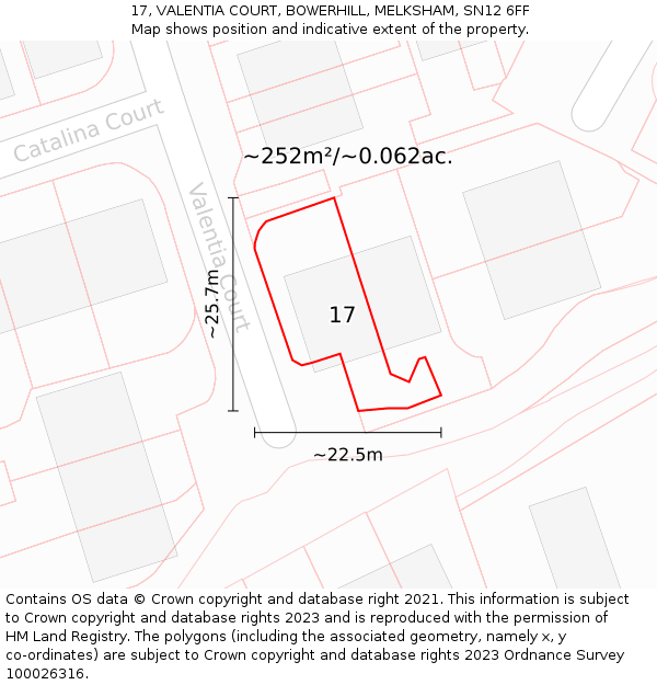 17, VALENTIA COURT, BOWERHILL, MELKSHAM, SN12 6FF: Plot and title map
