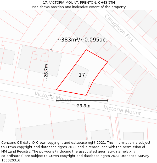 17, VICTORIA MOUNT, PRENTON, CH43 5TH: Plot and title map