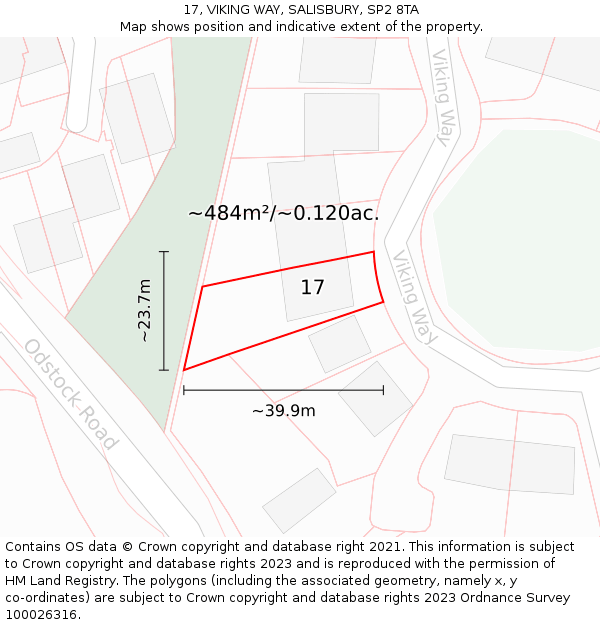 17, VIKING WAY, SALISBURY, SP2 8TA: Plot and title map