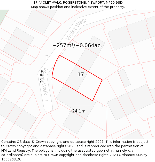 17, VIOLET WALK, ROGERSTONE, NEWPORT, NP10 9SD: Plot and title map