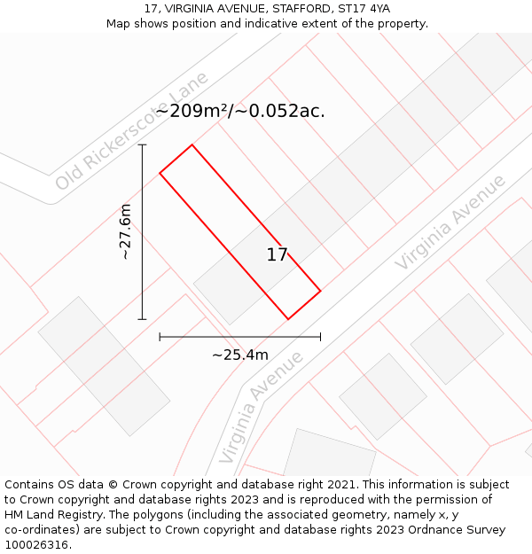 17, VIRGINIA AVENUE, STAFFORD, ST17 4YA: Plot and title map
