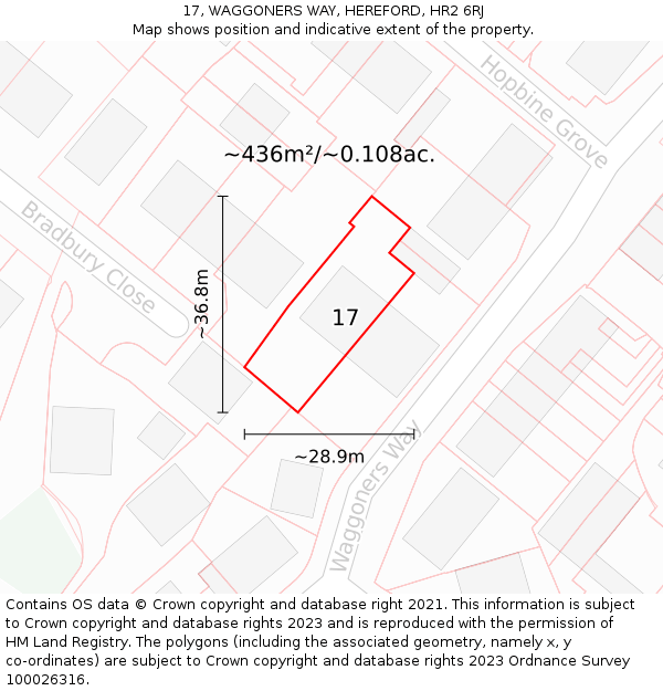 17, WAGGONERS WAY, HEREFORD, HR2 6RJ: Plot and title map
