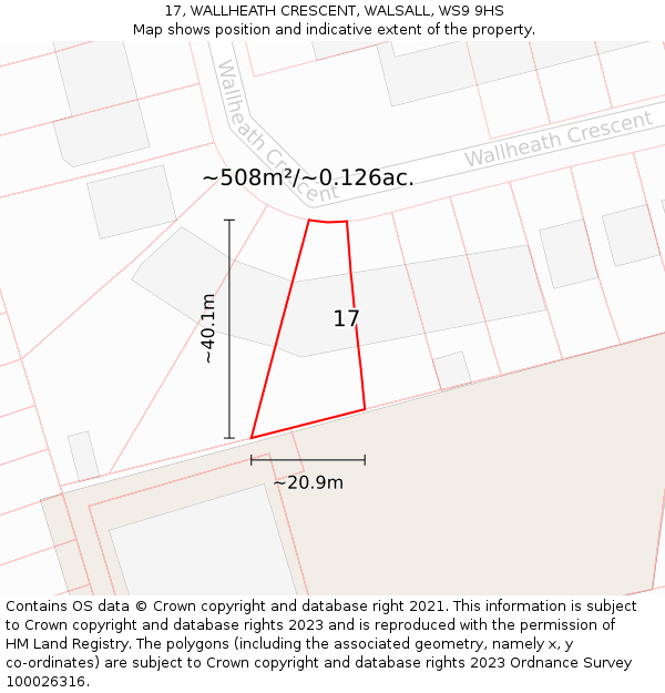 17, WALLHEATH CRESCENT, WALSALL, WS9 9HS: Plot and title map