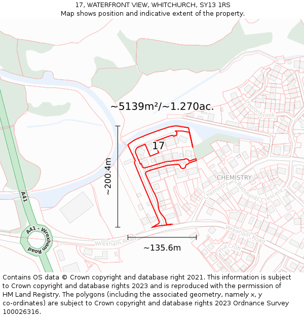 17, WATERFRONT VIEW, WHITCHURCH, SY13 1RS: Plot and title map