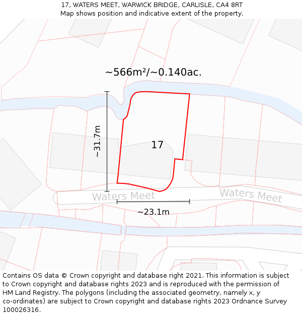 17, WATERS MEET, WARWICK BRIDGE, CARLISLE, CA4 8RT: Plot and title map