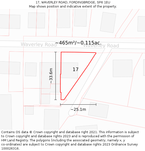 17, WAVERLEY ROAD, FORDINGBRIDGE, SP6 1EU: Plot and title map
