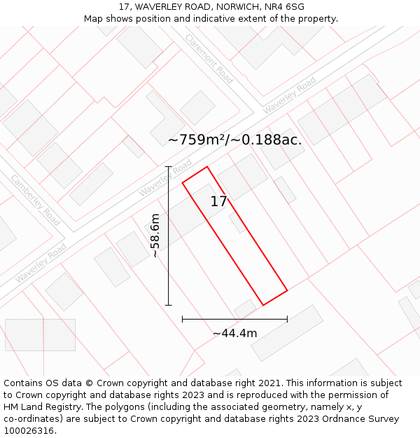 17, WAVERLEY ROAD, NORWICH, NR4 6SG: Plot and title map