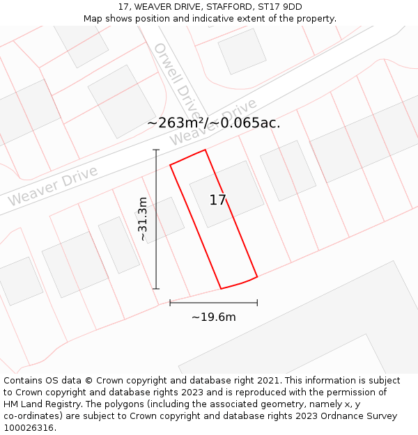 17, WEAVER DRIVE, STAFFORD, ST17 9DD: Plot and title map