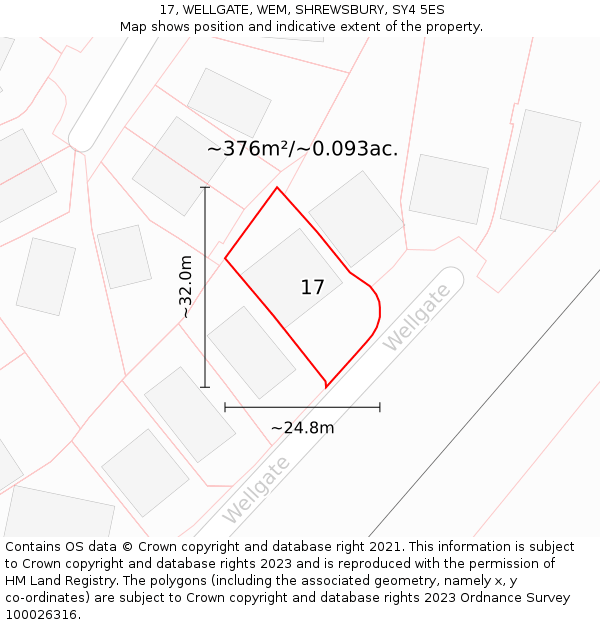 17, WELLGATE, WEM, SHREWSBURY, SY4 5ES: Plot and title map