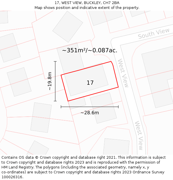 17, WEST VIEW, BUCKLEY, CH7 2BA: Plot and title map