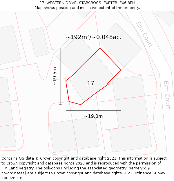 17, WESTERN DRIVE, STARCROSS, EXETER, EX6 8EH: Plot and title map
