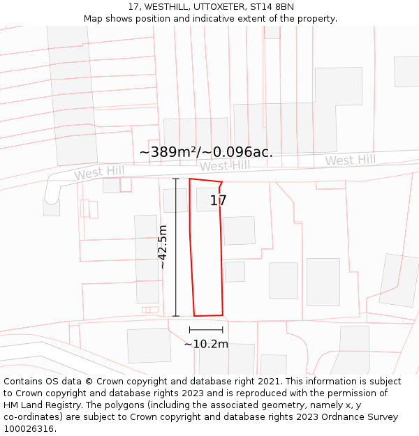 17, WESTHILL, UTTOXETER, ST14 8BN: Plot and title map