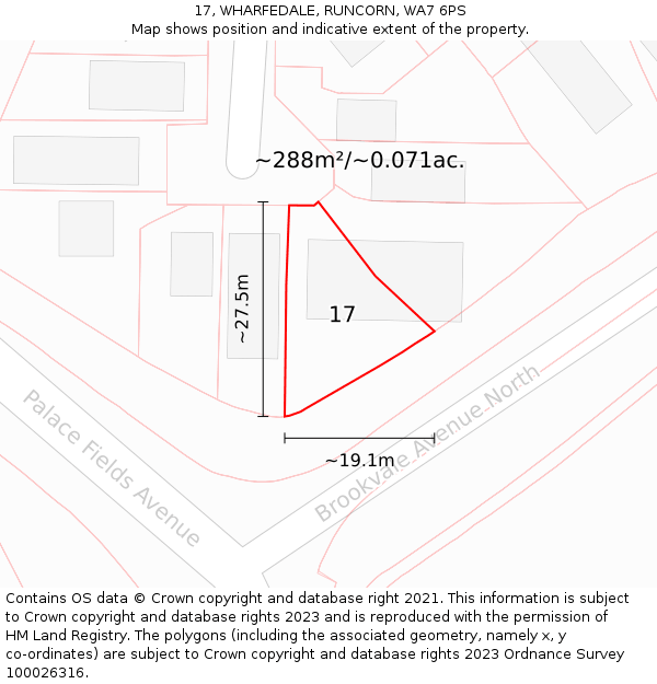 17, WHARFEDALE, RUNCORN, WA7 6PS: Plot and title map