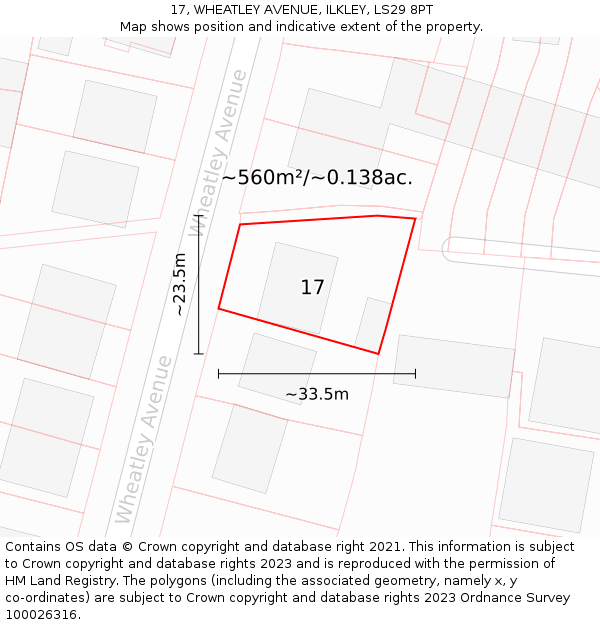 17, WHEATLEY AVENUE, ILKLEY, LS29 8PT: Plot and title map