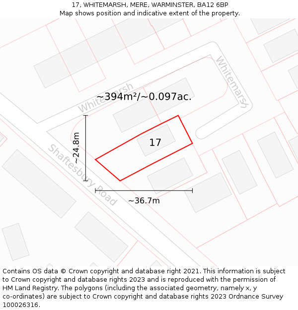 17, WHITEMARSH, MERE, WARMINSTER, BA12 6BP: Plot and title map